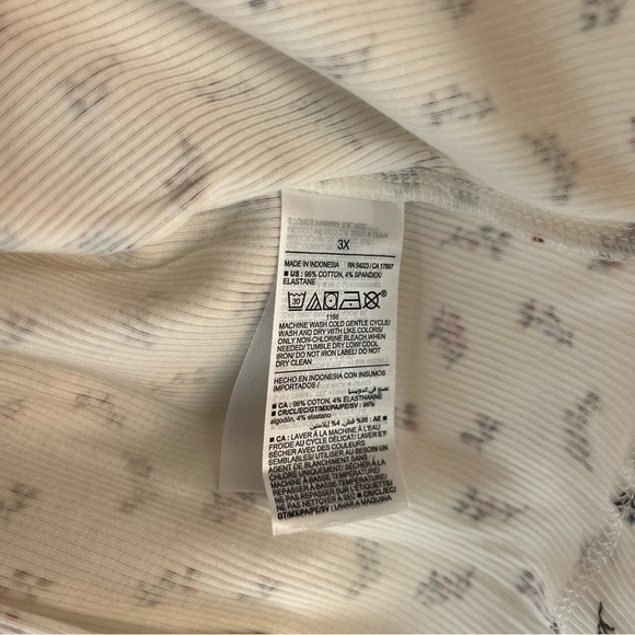 Old navy Ribbed Floral Button Top Plus Size 3X Cream Stretch Scoop Neck NWT - Picture 6 of 13